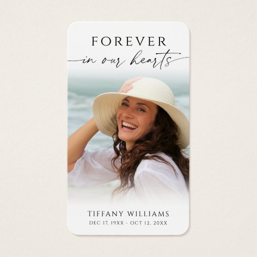 Cross Photo Forever Hearts Sympathy Prayer Card (Vorderseite)