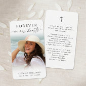 Cross Photo Forever Hearts Sympathy Prayer Card