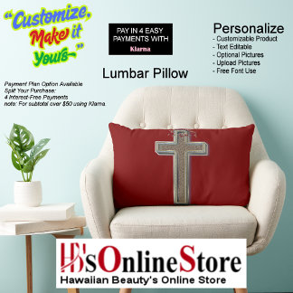 Cross Polyester Lumbar Pillow with Red Background Lendenkissen