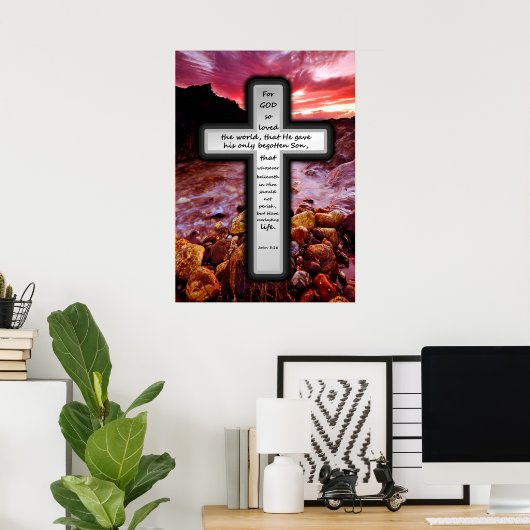 Cross Poster - John 3:16 (Heimbüro)