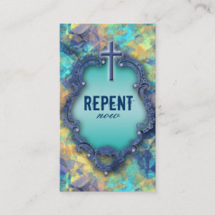 Cross Repent Now Religious Business Card Visitenkarte