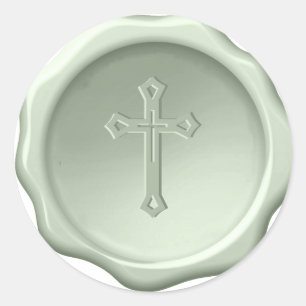 Cross-Sage Wachs Siegel Grün verkörpert religiöse Runder Aufkleber