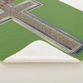 Cross Sherpa Blanket mit grünem Hintergrund Sherpadecke (3/4)