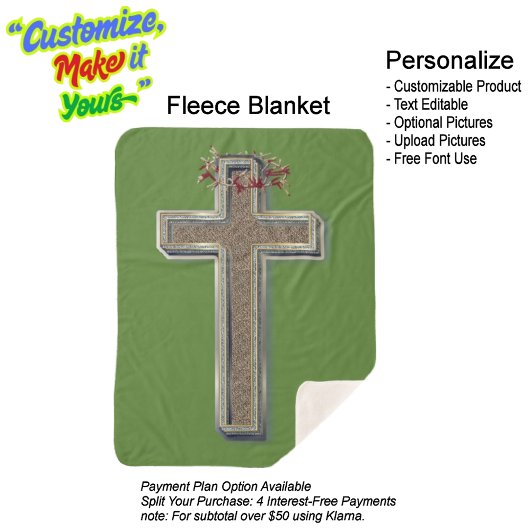 Cross Sherpa Blanket mit grünem Hintergrund Sherpadecke