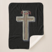 Cross Sherpa Blanket mit schwarzem Hintergrund Sherpadecke (Vorderseite)
