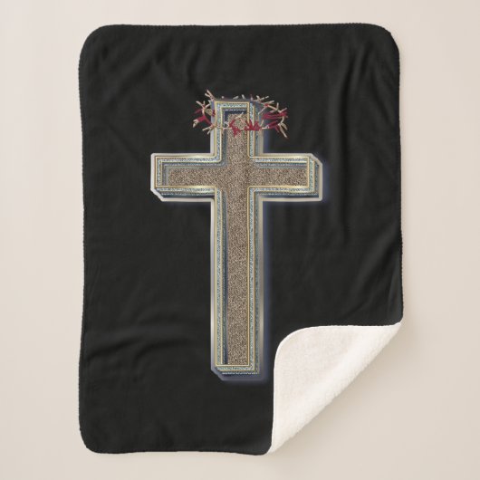Cross Sherpa Blanket mit schwarzem Hintergrund Sherpadecke (Vorderseite)