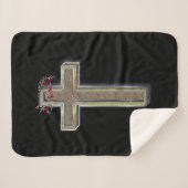 Cross Sherpa Blanket mit schwarzem Hintergrund Sherpadecke (Vorderseite (Horizontal))