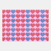 Cross-Stitch Hearts Collection Geschenkpapier Set (Vorderseite 3)