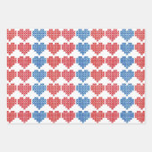 Cross-Stitch Hearts Collection Geschenkpapier Set (Vorderseite)