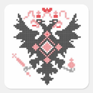 Cross-Stitch RUSSISCHER DOPPELADLER Quadratischer Aufkleber