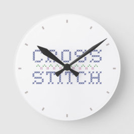 Cross Stitch Wall Clock Runde Wanduhr