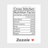 Cross Stitcher Nutrition Fakten, Cross Stitch Aufkleber (Blatt)