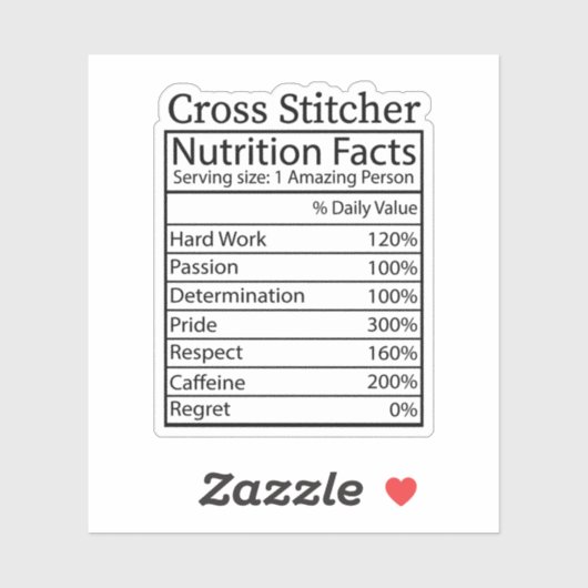Cross Stitcher Nutrition Fakten, Cross Stitch Aufkleber (Blatt)