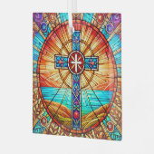 Cross Suncatcher Ornament gestanztes Glas Design (Vorderseite links)