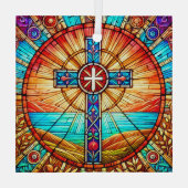 Cross Suncatcher Ornament gestanztes Glas Design (Rückseite)