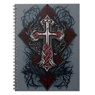 cross tattoo flower 28 notizblock