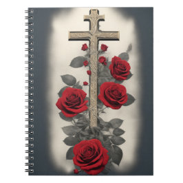 cross tattoo flower 5 notizblock