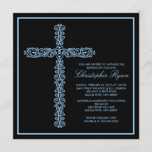 Cross-Taufe Christening Boy-Taufe Einladung