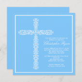 Cross-Taufe Christening Boy-Taufe Einladung (Vorne/Hinten)