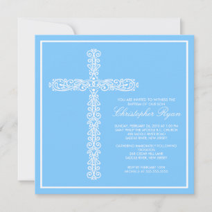 Cross-Taufe Christening Boy-Taufe Einladung