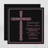 Cross-Taufe Christening Girl-Taufschein-Initiative Einladung (Vorne/Hinten)