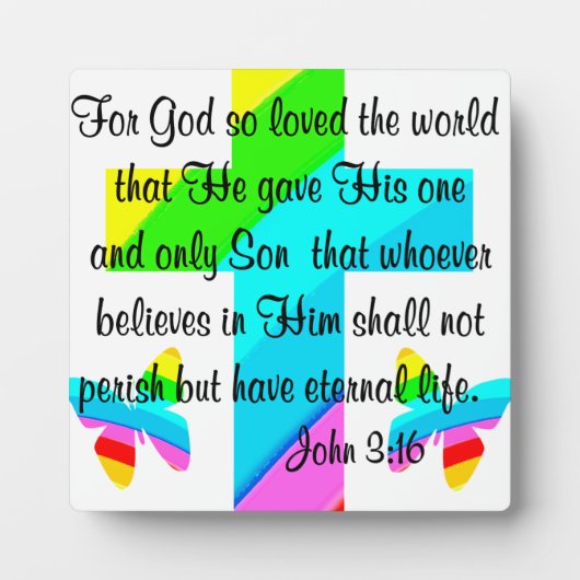 CROSS UND BUTTERFLY JOHN 3:16 DESIGN FOTOPLATTE (Vorderseite)