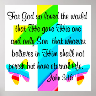 CROSS UND BUTTERFLY JOHN 3:16 DESIGN POSTER