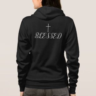 Cross- und "gesegnet" schwarzes ZIP-UP Hoodie