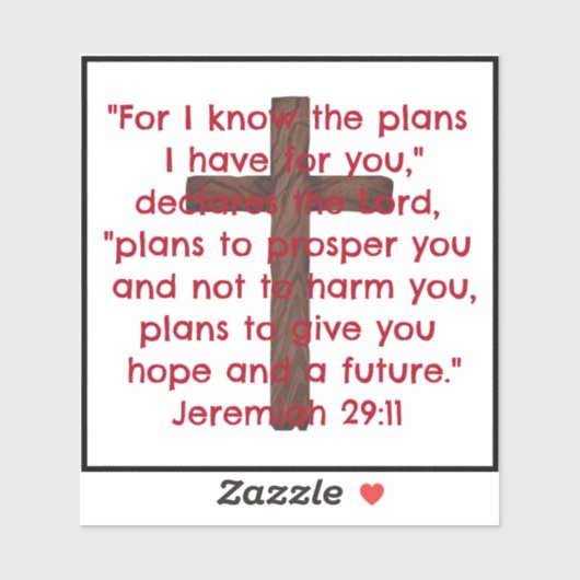 Cross und Jeremiah 29:11 Bibelverse Aufkleber (Blatt)