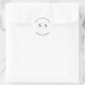 Cross und Rings Monogram Wedding Runder Aufkleber (Tasche)