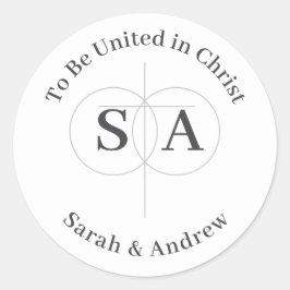 Cross und Rings Monogram Wedding Runder Aufkleber