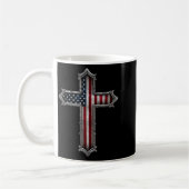 Cross Usa Flag Christian Religious Us America Fait Kaffeetasse (Links)