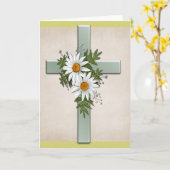 Cross w Daisy Blume Christliche Grußkarte Karte (Gelbe Blume)