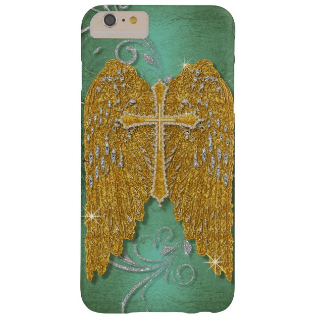 Cross w Glitzer Diamond Jewel Look Angel Wings Case-Mate iPhone Hülle (Rückseite)