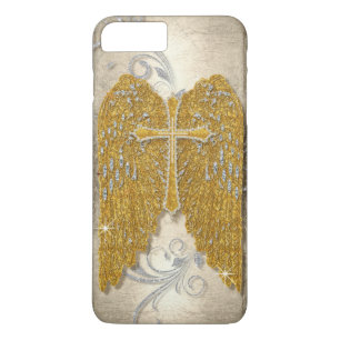 Cross w Glitzer Diamond Jewel Look Angel Wings iPhone 8 Plus/7 Plus Hülle