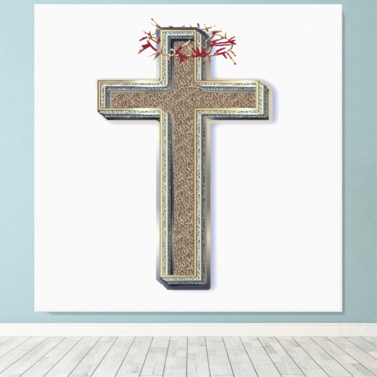 Cross Wall Art mit weißem Hintergrund Leinwanddruck (Insitu (Holzboden))