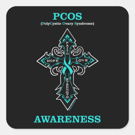 Cross/Warrior...PCOS Square Sticker (Vorderseite)