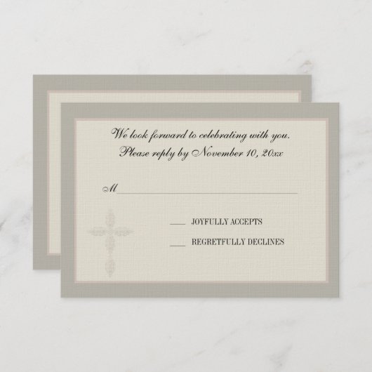 Cross Watermark Religious Response Card Einladung (Vorne/Hinten)