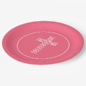 Cross Watermelon Rosa Kommunion Taufe Christen Pappteller (Schrägansicht)