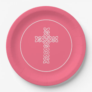 Cross Watermelon Rosa Kommunion Taufe Christen Pappteller