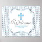 Cross Welcome Sign Blue & Silver Poster (Vorne)