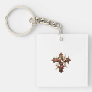 Cross with Doves - Christian Faith Inspirational D Schlüsselanhänger