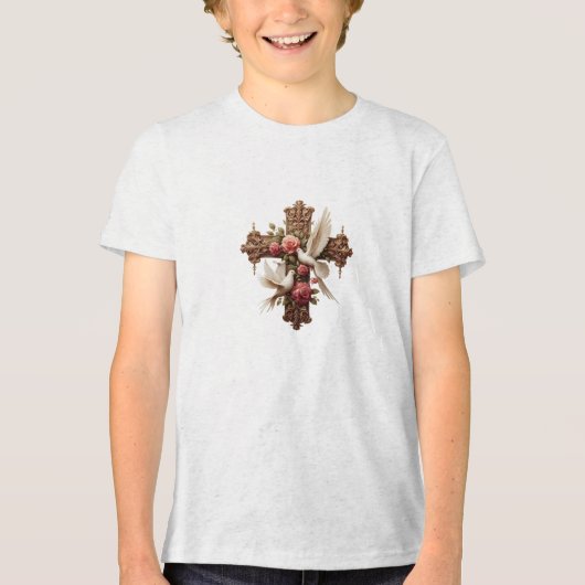 Cross with Doves - Christian Faith Inspirational D Tri-Blend Shirt (Vorderseite)