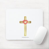 Cross with Heart in the Middle  Mousepad (Mit Mouse)
