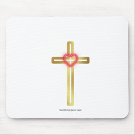Cross with Heart in the Middle Mousepad