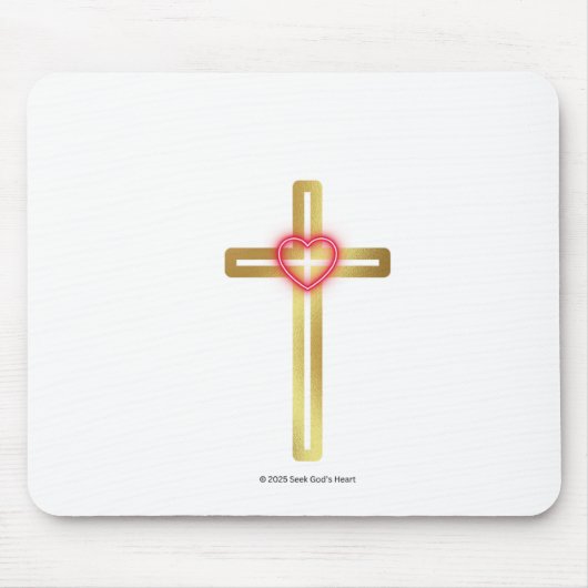Cross with Heart in the Middle  Mousepad (Vorne)