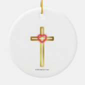 Cross with Heart in the Middle - round, Keramik Ornament (Hinten)