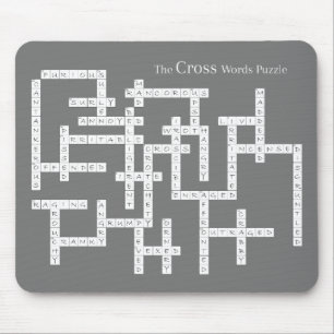 Cross Words Puzzle Semantics Humor Grey Mousepad