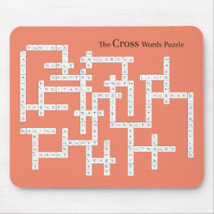 Cross Words Puzzle Semantics Humor Orange Mousepad