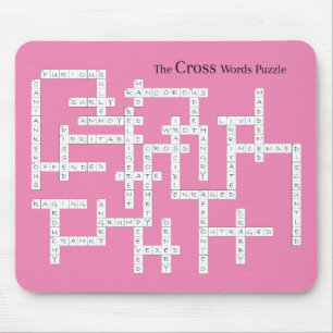 Cross Words Puzzle Semantics Humor Pink Mousepad